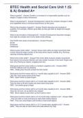 BTEC Health and Social Care Unit 1 &lpar;Q & A&rpar; Graded A&plus;