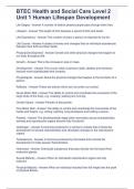 BTEC Health and Social Care Level 2 Unit 1 Human Lifespan Development