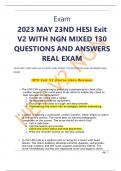 Exam 2023 MAY 23ND HESI Exit V2 WITH NGN MIXED 130 QUESTIONS AND ANSWERS REAL EXAM 2023 MAY 23ND HESI Exit V2 WITH NGN MIXED 130 QUESTIONS AND ANSWERS REAL