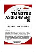 TMN3702 ASSIGNMENT 03 DUE 18AUGUST 2023