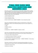 FINAL MED SURG NEW PRACTICE QUESTION AND ANSWERS 2022