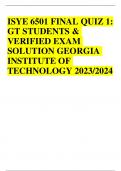 ISYE 6501 FINAL QUIZ 1: GT STUDENTS & VERIFIED EXAM SOLUTION GEORGIA INSTITUTE OF TECHNOLOGY 2023/2024