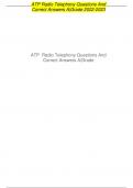 ATP Radio Telephony Questions And Correct Answers A|Grade