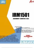 IRM1501 Assignment 1 (COMPLETE ANSWERS) Semester 2 2023 (899920) - DUE 18 August 2023