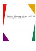 University of Louisiana, Lafayette - ACCT 526 Accounting Final Study Guide.