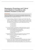 Respiratory Physiology and Critical Care Medicine Questions with Detailed Answers at the End