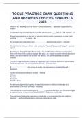 TCOLE PRACTICE EXAM QUESTIONS AND ANSWERS VERIFIED GRADED A 2023