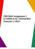 FBE2604 Assignment 1 (COMPLETE ANSWERS) Semester 2 2023- DUE 8 August 2023.