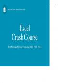 EXCEL CRASH COURSE FOR MICROSOFT EXCEL VERSIONS 2010,2013,2016