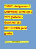 TLI4801 Assignment 1 (ANSWERS) Semester 2 2023 (847464) - GUARANTEED DISTINCTION good grades. Whatsapp +254740539068 for assistance