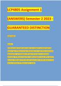 LCP4805 Assignment 1 (ANSWERS) Semester 2 2023 - GUARANTEED DISTINCTION GOOD GRADES. 