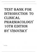 TEST BANK FOR INTRODUCTION TO CLINICAL PHARMACOLOGY 10TH EDITION BY VISOVSKY