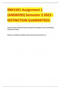 IRM1501 Assignment 1 (ANSWERS) Semester 2 2023 - DISTINCTION GUARANTEED.