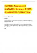 CMY2604 Assignment 1 (ANSWERS) Semester 2 2023 - GUARANTEED DISTINCTION.