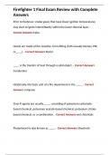 Firefighter 1 Final Exam Review with Complete Answers