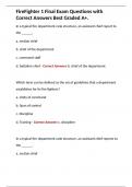 FireFighter 1 Final Exam Questions with Correct Answers Best Graded A&plus;&period;