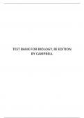 TEST BANK FOR BIOLOGY, 8TH EDITION BY CAMPBELL