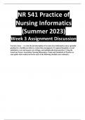 NR 541 Practice of Nursing Informatics (Summer 2023)  Week 3 Assignment Discussion  You have been … to write the job description of an entry-level informatics nurse specialist position for a healthcare delivery system that encompasses 14 regional hospital