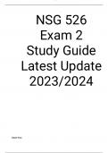 NSG 526  Exam 2  Study Guide Latest Update 2023/2024