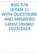   NSG 526  (EXAM 1)  WITH QUESTIONS AND ANSWERS  Latest Update 2023/2024