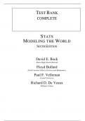 Test Bank for Stats: Modeling the World, 6th edition by Richard D. De Veaux Bock