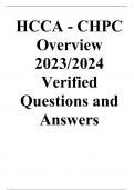 HCCA - CHPC Overview 2023/2024 Verified Questions and Answers