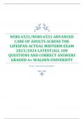 NURS 6531/NURS 6531 ADVANCED  CARE OF ADULTS ACROSS THE  LIFESPAN ACTUAL MIDTERM EXAM  2023/2024 LATEST|ALL 100  QUESTIONS AND CORRECT ANSWERS  GRADED A+ WALDEN UNIVERSITY
