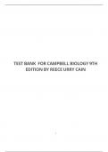TEST BANK FOR CAMPBELL BIOLOGY 9TH EDITION BY REECE URRY CAIN