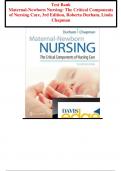 Test Bank Maternal-Newborn Nursing: The Critical Components of Nursing Care, 3rd Edition, Roberta Durham, Linda Chapman