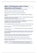 WGU C784-Statistics Mod 4 Exam Questions and Answers