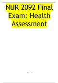 NUR 2092 Final Exam: Health Assessment
