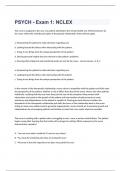 PSYCH - Exam 1&colon; NCLEX  2023 with 100&percnt; correct answers
