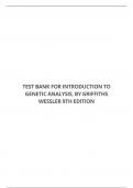TEST BANK FOR INTRODUCTION TO GENETIC ANALYSIS, 9TH EDITION  BY GRIFFITHS WESSLER 