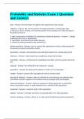 Probability and Statistics Exam 1 Questions and Answers 