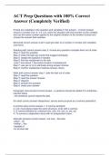 ACT Prep Questions with 100&percnt; Correct Answer &lpar;Completely Verified&rpar;
