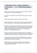 CYBERSECURITY MANAGEMENT I - STRATEGIC - C727 PREASSESSMENT TEST&vert;UPDATED&VERIFIED&vert;100&percnt; SOLVED&vert;GUARANTEED SUCCESS