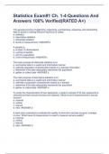 Statistics Exam&num;1 Ch&period; 1-4 Questions And Answers 100&percnt; Verified&lpar;RATED A&plus;&rpar;