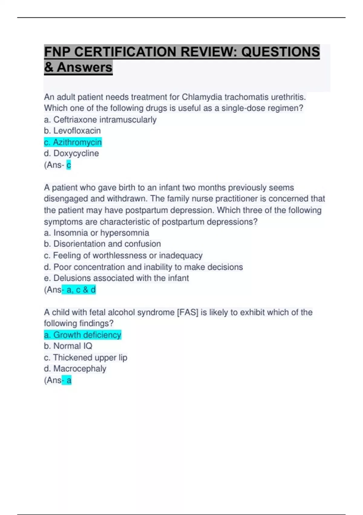 FNP CERTIFICATION REVIEW: Questions & Answers: Updated A+ Guide - FNP ...