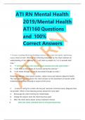 ATI RN Mental Health 2019/Mental Health ATI160 Questions and 100% Correct Answers