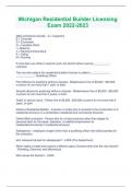 Michigan Residential Builder Licensing Exam 2022-2023