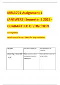 MRL3701 Assignment 1 (ANSWERS) Semester 2 2023 - GUARANTEED DISTINCTION Good grades  2 Exam (elaborations) INSOLVENCY LAW MRL3701 EXAM PACK  3 SUMMARY MRL3701 - Insolvency Law summary
