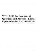 WGU D196 Pre Assessment Questions and Answers | Latest Update Graded A+ (2023/2024)
