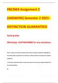FBE2604 Assignment 2 (ANSWERS) Semester 2 2023 - DISTINCTION GUARANTEED