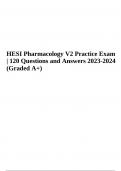 HESI Pharmacology V2 Practice Exam | 120 Questions and Answers 2023-2024 (Graded A+)