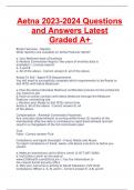 Aetna 2023-2024 Questions and Answers Latest Graded A+ 