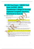 NR 599 Final Exam / NR599 Final Exam (LATEST, 2023): Chamberlain College Of Nursing (Updated Complete Solutions, Download to Score A)NR 599 Final Exam / NR599 Final Exam (LATEST, 2023):