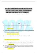  ATI RN COMPREHENSIVE PREDICTOR  RETAKE 2019- ACTUAL QUESTIONS AND ANSWERS -100&percnt; CORRECT 