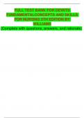 FULL TEST BANK FOR DEWITS FUNDAMENTALCONCEPTS AND SKILLS FOR NURSING 5TH EDITION BY WILLIAMS &lpar;Complete with questions&comma; answers&comma; and rationale&rpar;