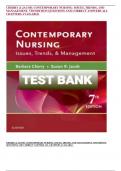CHERRY & JACOB: CONTEMPORARY NURSING: ISSUES, TRENDS, AND MANAGEMENT, 7TH EDITION QUESTIONS AND CORRECT ANSWERS ALL CHAPTERS AVAILABLE 