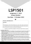 LSP1501 Assignment 11 (ANSWERS) 2023 (792515) - DISTINCTION GUARANTEED